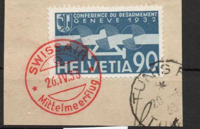 Schweiz Nr.258 Briefstück, sehr schöne Marke ,mit Ankunftsstempel Tunis