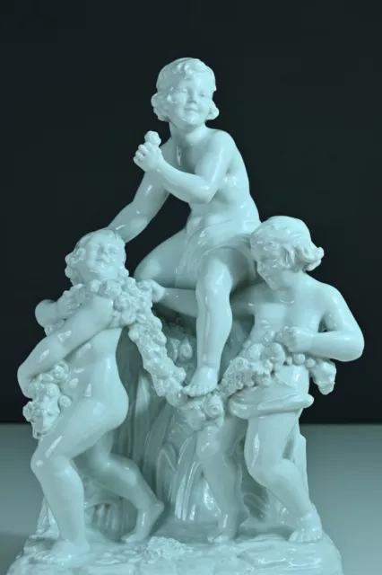 Ancien grand groupe en porcelaine art deco Saxe petites filles rose WIEN 1930