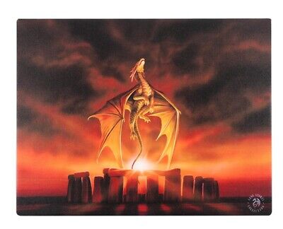 Solstice dragon Canvas by Anne Stokes 25x19cm Canvas Picture Art Stonehenge