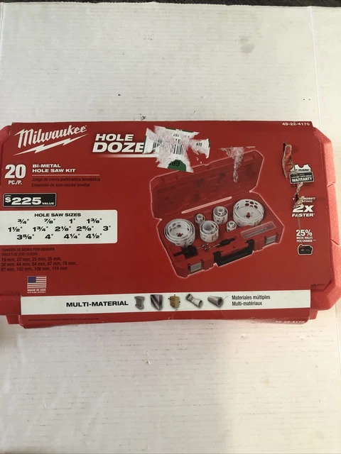 MILWAUKEE 49 22 4170 20 Pc Hole Dozer Bi metal Hole Saw Kit New In
