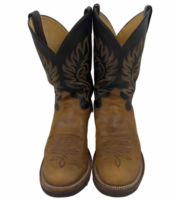 Justin Paluxy Tekno Crepe Leather Cowboy Boots Round Toe Mens 10D