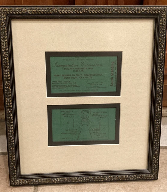 1989 Presidential Inaugural Tickets Framed 11 1/4in. x 10in.