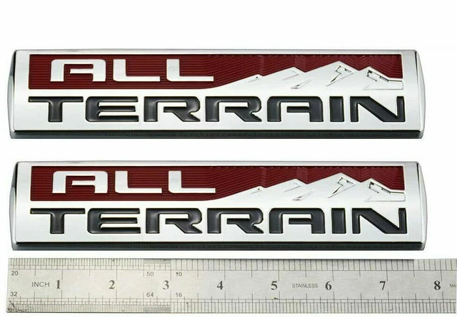 GMC All Terrain Door & Tailgate Letter Emblem Set – Chrome, 3-Piece, AutoTattoo