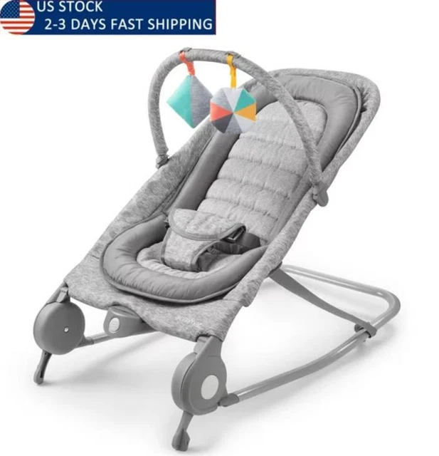 2-in-1 Infant Bouncer & Rocker Duo- Light Gray Tweed