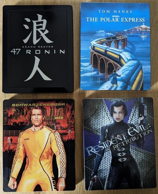 Lot 4 steelbooks: 47 Ronin, Pôle Express, Running Man, Resident Evil Retribution