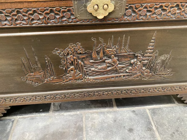 Old Chinese Carved Camphor Timber Chest