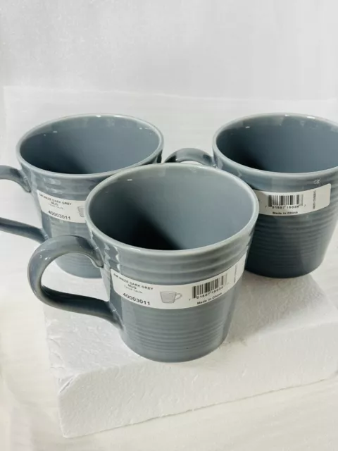 Royal Doulton Gordon Ramsay Maze Gray Ribbed 3 Mugs NWT