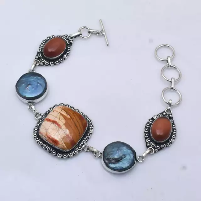 Mexican Bird Eye Biwa Pearl Gemstone Ethnic Bracelet Jewelry 27 Gms AB-3450