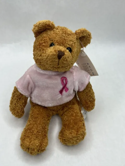 7" Avon Breast Cancer Beanie Teddy Bear Plush Pink Ribbon Vintage