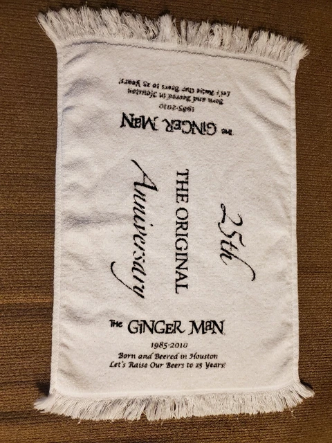 2010 The Ginger Man Brew Pub 25th Anniversary Bar Towel Houston Texas VERY RARE