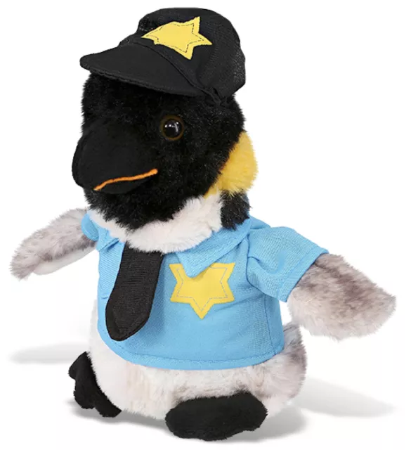DolliBu Emperor Penguin Police Officer Plush Toy with Uniform and Cap - 7 Inch