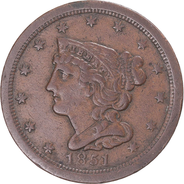 [#343401] Coin, United States, Braided Hair Half Cent, Half Cent, 1851, U.S. M,