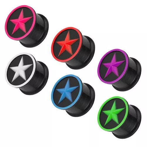 Silicone Flesh Oreille Tunnel Plug 3D Star Piercing Hider Bouchon Motif Étoile