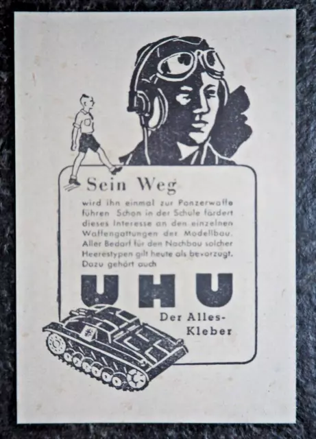 UHU , Sein Weg ... , Panzerwaffe , Alte Reklame , 1944 , (A18)