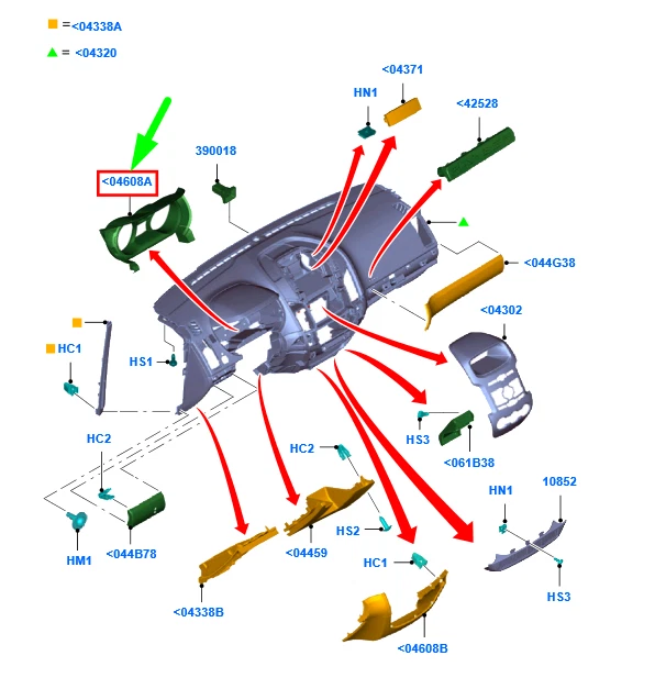 FORD RANGER T6 MK1 Instrument Panel Speedo Surround Trim RHD 1829128