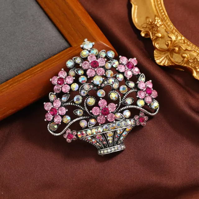 Women Rhinestone Flower Brooches Vintage Exquisite Bouquet Pins Party Corsage