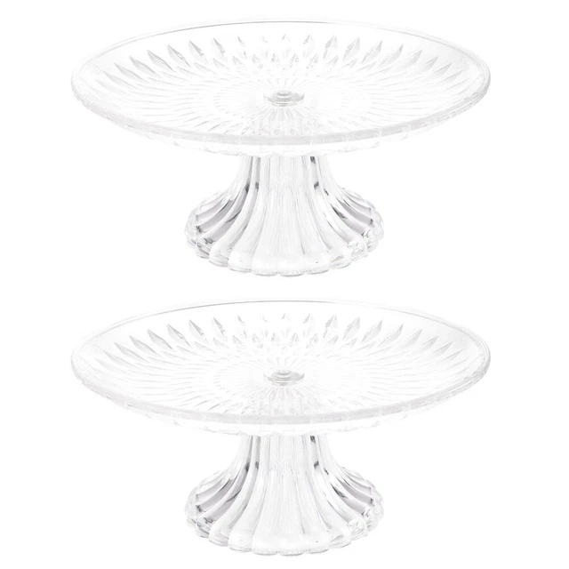 2 piezas Pie Alto Pantalla Pastel Estante Fruta Placa de Almacenamiento