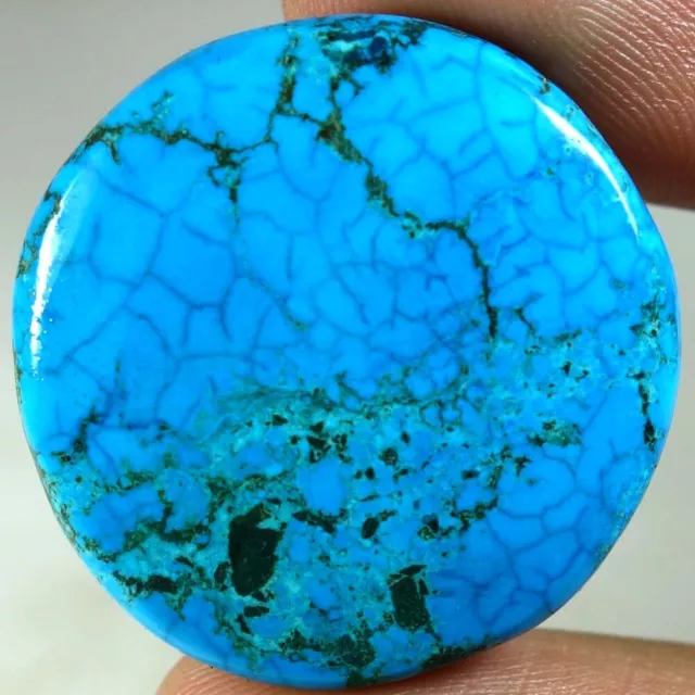 Rare Natural Tibet Turquoise Round Cabochon Gemstone 54.70Cts. 29x 29x 07mm