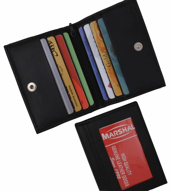 Black Mens LEATHER Bifold Wallet ID Credit Card Holder Front Pocket