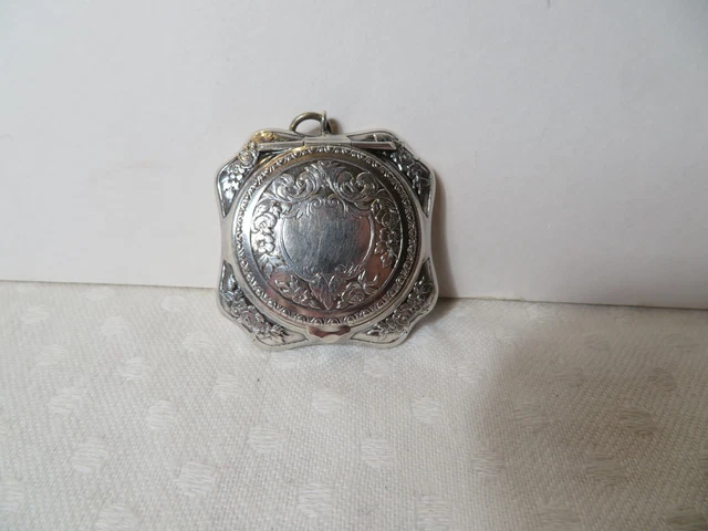 Ancienne Boîte à Pilule Chatelaine En Argent Massif - Occasion - Bijou Vintage - Sans Marque