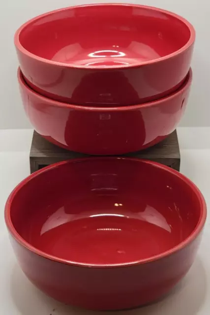 Pier 1 Imports Essential Colors Red 6.5" Soup Cereal Bowls (3)