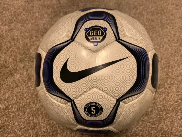 NIKE GEO MERLIN US Size Soccer Ball White Classic Football Rare Vintage $50.00 PicClick