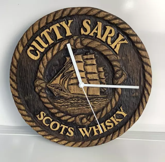 Vintage Cutty Sark Scot Whiskey Faux Wood Clock New Clock Mechanism