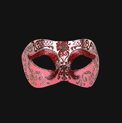 Mask from Venice Wolf Colombine Pink Silver Authentic Paper Mache V18-43