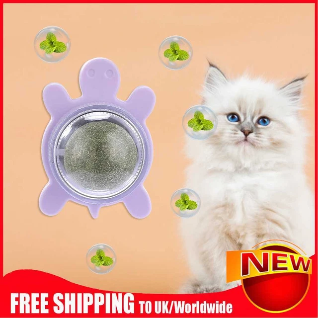 Juguetes de hierba gatera giratoria para gatos de pared pegajosa juguetes suministros para mascotas (púrpura)