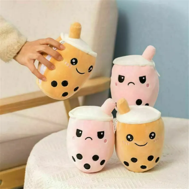 Gifs Milk Plush Doll Soft Stuffed Toy Reversible Secret Pouch Plushie Bubble Tea