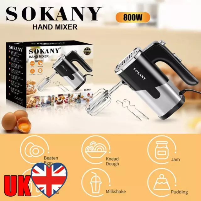 Electric Hand Mixer 5-Speed Baking Kneading Mixer Stainless Steel Kitchen Tools