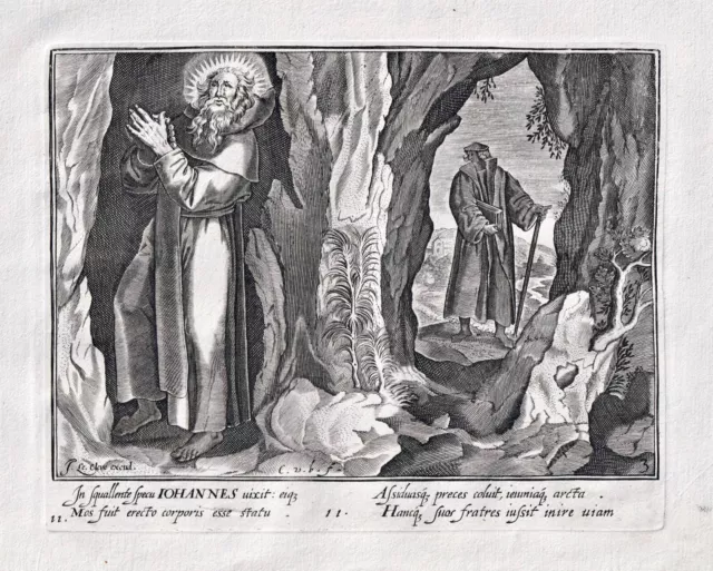 Johann hermit Einsiedler engraving Kupferstich M.de Vos Sadeler 1600