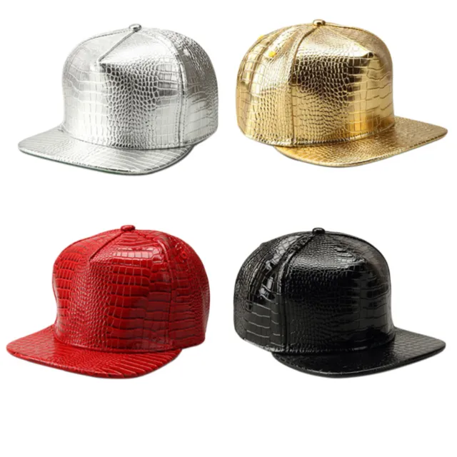 Unisex Baseball Caps PU Adjustable Hip Hop Flat Brim Hats