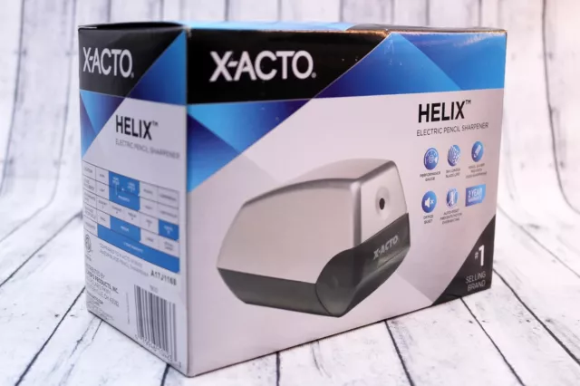 X-ACTO #1900 Helix Home/Office Electric Pencil Sharpener, Silver/Black NIB