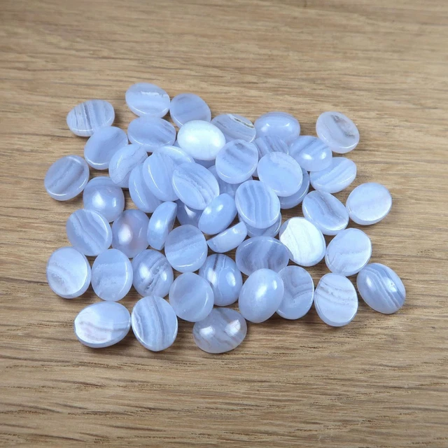 Blue Lace Agate cabochons for jewellery making | Oval and Round Agate cabochons