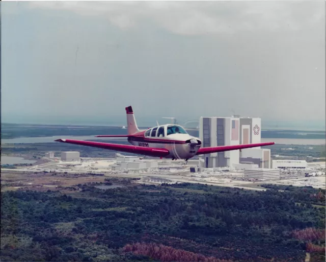 Beechcraft Photograph Airplane NASA Vehicle Assembly Building 1990 Color 8x10