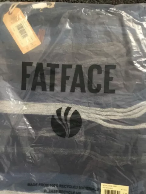 Sciarpa uomo Fat Face a righe a blocchi (blu/navy/grigio) nuova con etichette prezzo prezzo £27,50