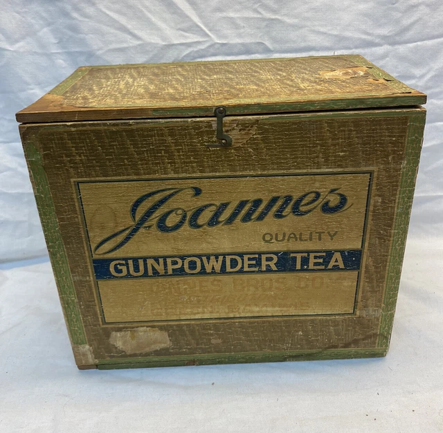 Vintage Wooden Joannes Bros Co Gunpowder Tea Box/Crate Green Bay Wisconsin