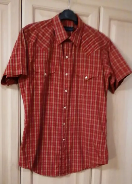 Camicia Da Cowboy Slim Designed In Texas - Perla Con Bottoni Taglia Med/15,5"