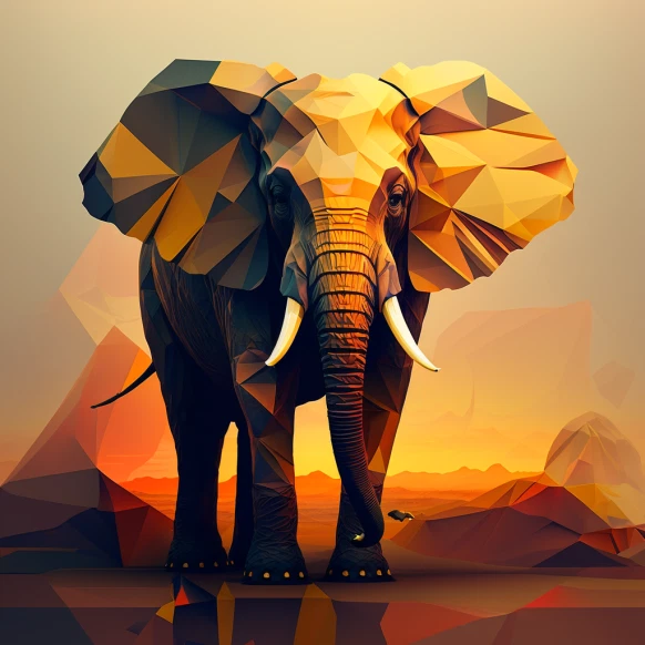 NFT Golden Elephant Digital Art