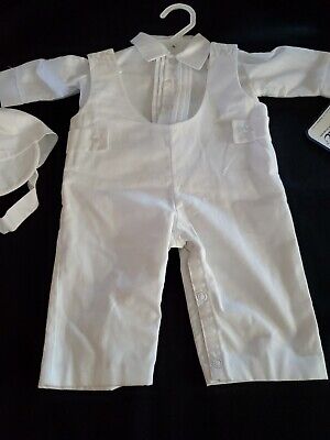 VTG. Baby Boy White Christening Wedding Baptism Cotton Outfit W/Hat. 3 Month NWT