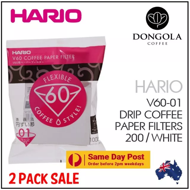 HARIO V60-01 200 White Paper Filters Coffee Dripper Pour Over Cone Cup Brewer