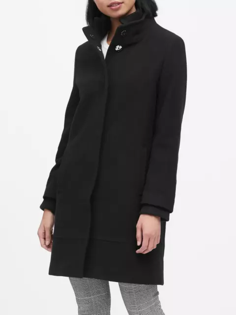 Banana Republic Black Italian Melton Wool Stadium Coat #487728 NWT! XS