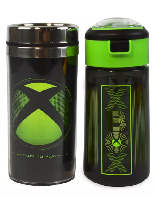 XBOX Sports Bottle 18oz & Stainless Steel Travel Mug 14oz Gift Set
