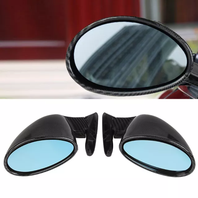 Pair Car Racing Rearview Side Wing Mirrors F1 Style Carbon Fiber Look Universal