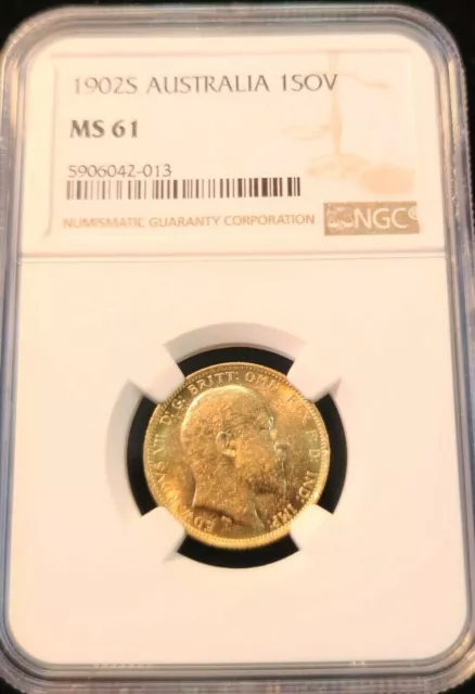 1902 Australia Gold 1 Sovereign Edward Vii Ngc Ms 61 Beautiful Better Date