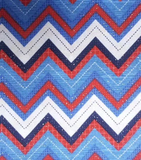 CHEVRON ZIG ZAG PATRIOTIC AMERICANA RED WHITE & BLUE VALANCE with GLITTER