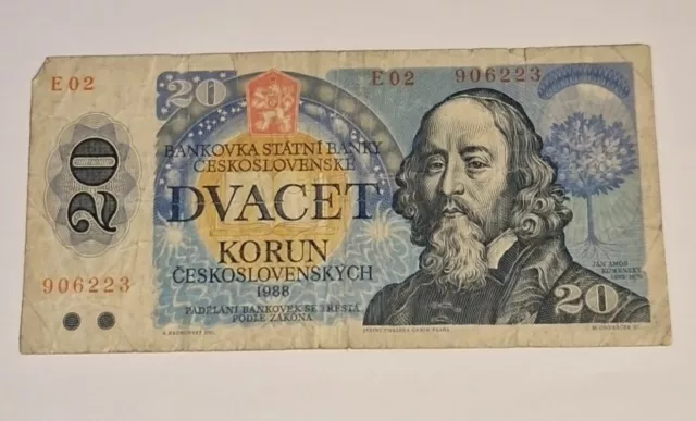 Tchécoslovaquie  - Billet 20 Korun 1988