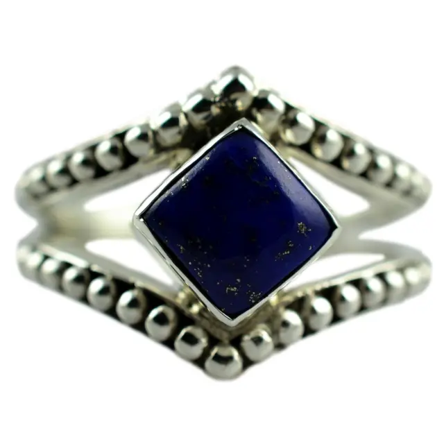 Lapis Lazuli Sterling Silver Handmade Ring Blue Gemstone Bijoux Cadeaux...