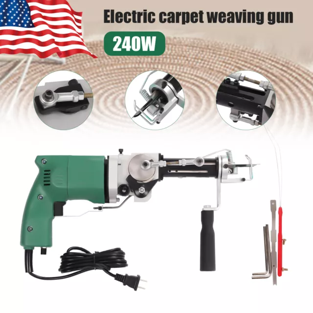 240 W Alfombra eléctrica Pistola de mechón de mano Pila de corte/pila de bucle Máquina de tejido Floda Duradera